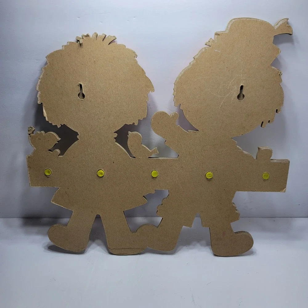 Vintage 1972 Raggedy Ann and Andy Wood Wall Coat Rack 5 Pegs Bobbs-Merrill Co